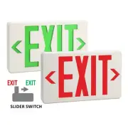 Halco 97100 LED Exit Sign Red & Green Letters 120/277 Battery Backup