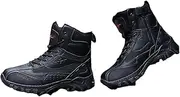 [NVBHOF] Men's Tactical Boots, Mens Combat Lace up Breathable High Top Side Zipper Desert Boots, Non-slip Military Army Boots, for Camping Hiking Work Combat