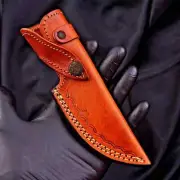 CUSTOM HANDMADE PURE COW LEATHER SHEATH COVER FOR FIXED BLADE KNIFE 2723