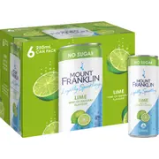 Mount Franklin Lightly Sparkling Water Lime Cans 250mL x 6 pack