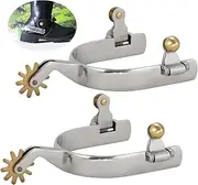 Anjetan 1 Pair Horse Spurs, Stainless Steel Horse Spurs for Men, Western Cowboy Spurs with Copper Rowel, Horse Boot Spurs, Mens Roping Spurs, Horse Spurs with Gear, Horse Riding Accessories