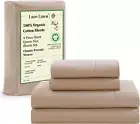 100% Organic Cotton RV Queen Sheet Sets, 4Pc Cotton Bed Sheets Short Queen Size,