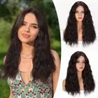 Brown Wavy Wig for Women Medium Length Natural Wave Wig with Curtain Bangs 18...