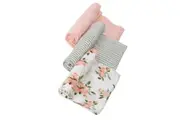 Little Unicorn: Cotton Muslin Swaddle - Watercolour Roses (3 Pack)