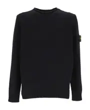 Compass-motif crew neck sweatshirt S blue