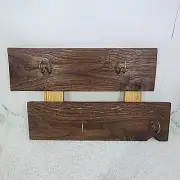Handmade Rustic Wooden Walnut Wall Mounted 2 Level 4 Hooks Key Rack Mug Holder