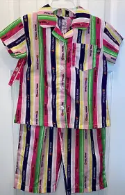 NWT Paul Frank Julius Monkey PINK Purple Striped Pajama Set Size 4T RARE 2 Pc
