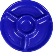 NEW Chip & Dip 4 Compartment Serving Tray blue round 12 in. party server veggies