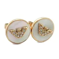 在飛比找森森購物網優惠-EMPORIO ARMANI 玫瑰金色老鷹白色珍珠母貝針式耳