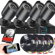 3000TVL Home Security System Surveillance DVR Camera Kits, 4pcs Wired 5MP PoE...