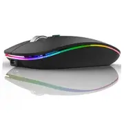 Wireless Bluetooth Mouse, LED Slim Dual Mode (Bluetooth 5.1 + USB) Matte Black