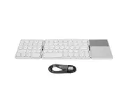 Round Key Bluetooth Foldable Keyboard with Touchpad Universal 140mAh Wireless 64-Key Folding Keyboard Silver