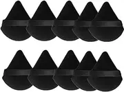 10 Pieces Velvet Triangle Powder Puff, Cosmetic Powder Puff, 2.76 inch Portable Soft Sponge Setting Face Puffs, Triangular Makeup Sponge with Ribbon Band Handle for Loose Powder Makeup Tool