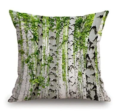 Throw Pillow Case Birch Trees Cotton Linen Square Cushion Cover Standard Tss90