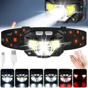 Head Torch LED Headlight COB Camping LED Headlamp USB Rechargeable Flashlight