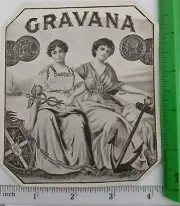 GRAVANA - OUTER CIGAR BOX LABEL - ORIGINAL - APROX. 5" × 4.5"