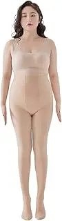 [MeeQee] Plus Size Fleece Lined Tights for Women Thick Thermal Winter Opaque Pantyhose Soft Warm Fleece Full Footed Tights High Waisted Stretch Tummy Control Tights