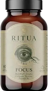 Ritua FOCUS Brain Supplement with BacoMind, Ginko, Cordyceps, Tyrosine, B6, 60 Capsules