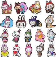 [EUYRVAW] 18 Pcs Shoe Charm,Clog Decoration PVC Shoes Decorations Cute labubu Shoe Buckles,Croc Accessories,Cartoon Anime Game Charms Shoe Accessories,Different Pattemm for Boys Girls Mens Womens, Brown