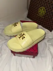 Tory Burch Everly Anatomic Lug Nappa Leather Slide Sandal Size 8.5