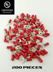 (200 PCS) 22-18 AWG #10 STUD NYLON FORK SPADE TERMINAL ELECTRICAL CONNECTOR