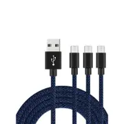 Catzon 1M 2M 3M 3Packs Micro USB Cable Nylon Braided W Phone Cable Fast Charger Cable USB Cord -Black Blue