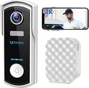 Video Doorbell Camera Wireless with Chime, UCOCARE 2K/4MP WiFi Camera Doorbell with Motion Detection, Night Vision, 2-Way Talk, Voice Changer/Message, AI Motion Detection, Support TF/Cloud Storage