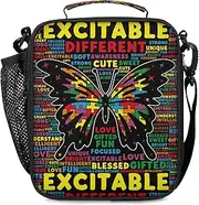 Lunch Box for Boys Girls - Autism Awareness Reusable Insulated Lunch Bags for Kids - Large Capacity Cooler Back to School Lunch Thermal Meal Tote Kit, Butterfly