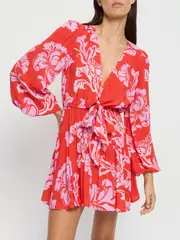 Olina Tie Front Mini Dress