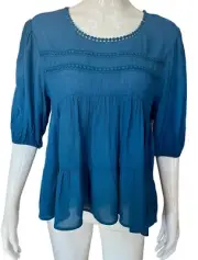 Farmers Market by One World Shift Blouse Rust Shirt 100% Rayon Top Size PM NWT