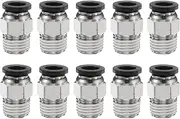 uxcell 10pcs Push to Connect Fittings 5/16" Tube OD x 1/4" NPT Thread Male Straight Union Fittings Copper Quick Connect Pneumatic Fittings for Semi Truck Trailers Air Brake System, Black