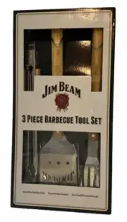 Jim Beam 3 Piece BBQ Tool Set Heavy Duty Tongs Turner & Fork Stainless Steel. Co