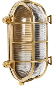 Pure Brass Bulkhead Light,Grid Oval Nautical Wall Light,Brass Lampshade,Ceiling
