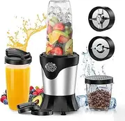 [SUAVO] Smoothie Blender 1100W Portable Personal Blender for Shakes and Smoothies with 2*650ml To-Go Cups & Lids, Includes Portable Coffee Grinder and 300ml BPA-Free Travel Cup Countertop Mixer Blender