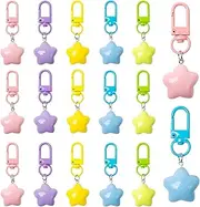 [NEETUE] 20 Pcs Star Keychain Bulk Chubby Star Key Chains for Car Keys Keychain Bulk Charms Key Ring for Keys, Bags, DIY Accessories