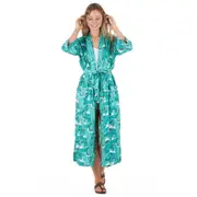 Rainforest Rhapsody Cotton Kimono Robe – Hand-Screen Printed, Soft & Versatile