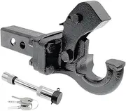 Compatible With Pintle Hook Black Hitch Adapter Without Ball Towing Lock Car Towbar RV Parts Camper Accessories Caravan Motorhome Components(With Hitch Lock)