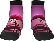 [YANYU] Pink Flamingo Pattern Print Workout Everyday Socks For Men And Women All Seasons Comfortable Adult Socks