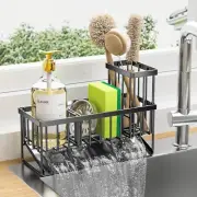 Cisily Kitchen Sink Caddy, Sponge Holder for Sink, Black