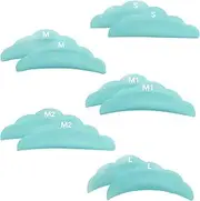 [Liber Beauty] Lash Lift Rods, Lash Lift Pads, 6 Pcs White SSS Reusable Eyelash Perming Curler Shield Pads, with Premium PU Storage Case for Perfect Lash Lifting (Green 5 pairs mix size(S M M1 M2 L))
