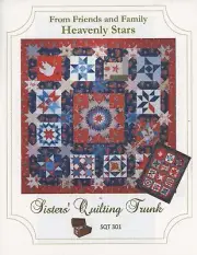 Sisters Quilting Trunk Heavenly Stars Pieced Applique Quilting Queen Pattern New