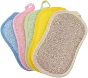 5-Pack Dual-Sided Dish Sponges – Non-Scratch Scrub Sponge for Kitchen, Pots & Pans – Reusable, Durable & Lint-Free Cleaning Sponge with Hanging Loop (16x9.5cm) – Blue, Yellow, Pink, Green，Brown