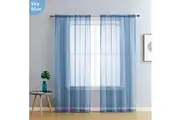 Pair of Sky Blue Sheer Curtain 140x213cm Rod Pocket Voile Curtains
