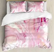 Marble Duvet Cover Set with Pillow Shams Watercolors Mixed Murky Print