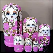 Stacking Nested Set 7 pcs Beautiful Ornamental Toys Russian Wishing Dolls for Christmas Birthday Gifts Home Decoration Wishing Gift Handmade Nesting Dolls