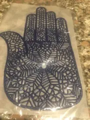 RARE VTG Hamsa Hand Iron On Transfer Appliqué WEB OF LIFE Pattern B Blue