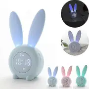 Children's Digital Alarm Clock, Cute Rabbit, Children's Bedroom Night Light, Multifunctional Alarm Clock Blue