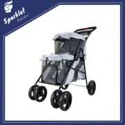 IBIYAYA Double Decker Pet Stroller Carrier for Multiple Pets - Silver Grey