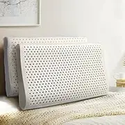 2 Pack Natural Latex Pillow for Sleeping, Bed Pillows 3-Zone Size W/Washable Cover Medium Profile Support Feel for Back Side Stomach Sleepers 12cm Thick Soft 60x40cm