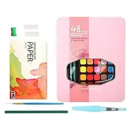 Water Colors Paint Adult Set - 48 Colors Watercolor Paints Set,Travel Design Palette, Crafts Painting Supplies, Portable Art Kit For Artists, Amateur Hobbyists
